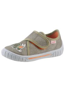 Superfit Kinder Hausschuh "BILL WMS: Mittel", Gr. 29, grün, Baumwolle, bestickt, modisch, Schuhe, Kindergartenschuh mit coolem Motiv, Größenschablone
