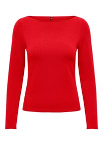 Only Damen Langarmshirt "ONLLIVE LOVE LIFE LS BOATNECK JRS NOOS", rot, modisch, Gr. XXS, unifarben, Jersey, Obermaterial: 95% Baumwolle, 5% Elasthan,