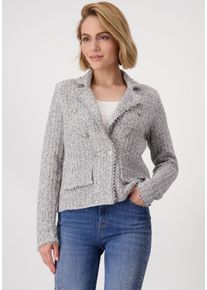 monari Damen Kurzblazer, grau, modisch, Gr. 46, gemustert, unifarben, meliert, Strick, Obermaterial: 77% Baumwolle, 14% Polyester, 7% Viskose, 2%
