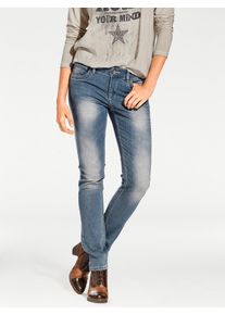 Heine Damen Röhrenjeans, blau, Gr. 24, unifarben, 95% Baumwolle, 3% Polyester, 2% Elasthan, Miedereinsatz:15% Elasthan, 85% Polyamid, Jeans