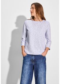 Cecil Damen Langarmshirt, weiß, casual, Gr. XXL, bedruckt, Stoff, 67% Polyester, 28% Baumwolle, 3% Viskose, 2% Elasthan, Shirts, in Melange Optik
