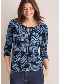 Cecil Damen 3/4-Arm-Shirt, blau, casual, Gr. XXL, bedruckt, Jersey, Obermaterial: 50% Baumwolle, 50% Modal, Shirts, mit All-Over Print