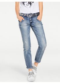 Heine Damen Boyfriend-Jeans, blau, Gr. 23, unifarben, 95% Baumwolle, 3% Polyester, 2% Elasthan, Jeans