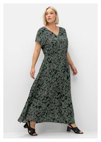 sheego Damen Maxikleid "Große Größen", schwarz, Gr. 48, gemustert, Obermaterial: 100% Viskose (LENZING ECOVERO), Kleider, mit Alloverdruck und