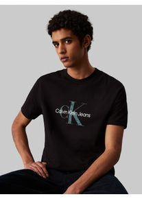 Herren Rundhalsshirt "TEXTURED MONOLOGO TEE", schwarz, casual, Gr. L, Calvin Klein Jeans, unifarben, Single Jersey, Obermaterial: 100% Baumwolle,