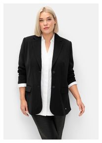 sheego Damen Longblazer "Große Größen", schwarz, klassisch, Gr. 42, unifarben, Obermaterial: 100% Polyester;Futter: 100% Polyester, Blazer, in