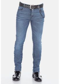 Cipo & Baxx CIPO & BAXX Herren Röhrenjeans "Jeans", lila, casual, Gr. 40, unifarben, 99% Baumwolle;1% Elasthan, Jeans, mit Elasthanzusatz, CD374