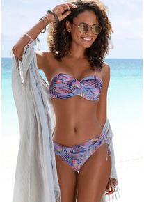 Lascana Damen Bikini-Hose "Breese", blau, Gr. 34, bedruckt, Recycling-Polyamid, Badehosen, im tropischen Design