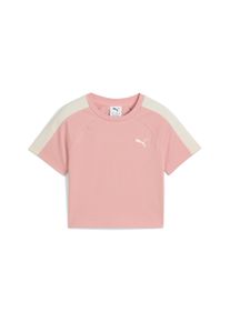Puma Kinder T-Shirt "T7 T-Shirt Mädchen", pink, Gr. 128, clean, Obermaterial: 5% Elasthan, 95% Baumwolle; Rippe: 20% Polyester, 80% Baumwolle, Shirts