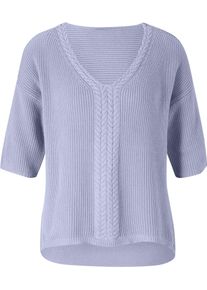 Heine Damen V-Ausschnitt-Pullover "Pullover", blau, Gr. 48, unifarben, 100% Baumwolle, Pullover