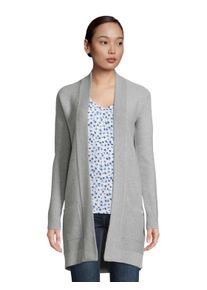 Tom Tailor Damen Longstrickjacke, grau, casual, Gr. M, unifarben, meliert, Strick, Rippstrick, Ottomane, Obermaterial: 100% Baumwolle, Strickjacken,