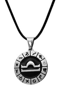 Firetti Damen Kette mit Anhänger "Schmuck Geschenk Edelstahl Leder Halsschmuck Halskette Sternzeichen", Waage, Edelstahl-Leder, L: 80cm B: 2mm, weiß,