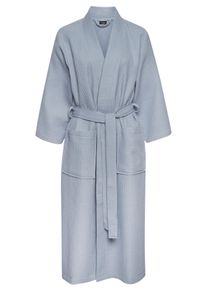 Vivance Dreams Damen Bademantel, Gr. L, blau, Waffelpiquu00e9, unifarben, Hausmäntel, aus weichem Waffelpiqué