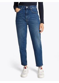 Tommy Jeans Damen Mom-Jeans "High waist - Mom-Jeans Tapered", blau, casual, Gr. 31, unifarben, Denim/Jeans, Obermaterial: 99% Baumwolle, 1% Elasthan,