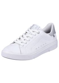 RIEKER SPORT Damen Sneaker, Gr. 36, weiß, Leder, sportlich, Schuhe, in monochromer Optik, Freizeitschuh, Halbschuh, Schnürschuh