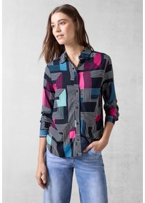 Cecil Damen Langarmbluse, blau, casual, Gr. XL, bedruckt, Stoff, 100% Viskose, Blusen, aus softer Viskose