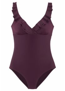 JETTE Damen Badeanzug, rot, Gr. 38, unifarben, Polyamid, Badeanzüge, mit eleganter Rüsche und Shaping-Effekt