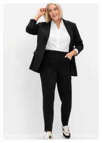 sheego Damen Stoffhose "Große Größen", schwarz, klassisch, Gr. 46, unifarben, Obermaterial: 100% Polyester, Hosen, mit Teilgummibund