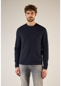 Street One MEN Herren Rundhalspullover, blau, casual, Gr. XL, unifarben, Web, 100% Baumwolle, Pullover, mit Struktur