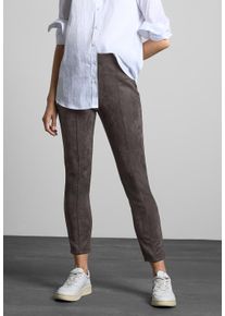 Street One Damen Stoffhose, braun, casual, Gr. 44, unifarben, Stoff, 90% Polyester, 10% Elasthan, Hosen, High Waist