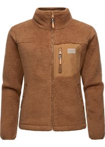 Ragwear Damen Plüschjacke "Alaris", braun, Basic, Gr. L, Plüsch, Material: 100% Polyester, Jacken, Kuschelige Fleecejacke mit Brusttasche