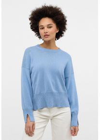 Eterna Damen Strickpullover, blau, casual, Gr. M, 55% cotton, 45% Wolle (Merino), Pullover