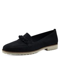 Tamaris Damen Loafer, Gr. 37, blau, Nubukleder, unifarben, modisch, Schuhe, Chunky Slipper, Plateau Slipper mit seitlichen Stretcheinsätzen