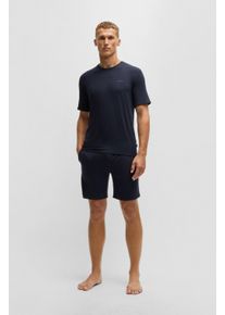 BOSS Herren Shorty "Bamboo Short Set", Gr. L, blau, Jersey, Obermaterial: 94% Viskose, 6% Elasthan, casual, Homewear-Sets