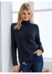 Heine Damen Rollkragenpullover "Rollkragen-Pullover", blau, Gr. 36, unifarben, 60% Viskose, 40% Baumwolle, Pullover