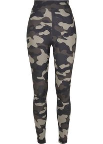 Urban Classics Damen Leggings "Urban Classics Damen Ladies High Waist Camo Tech Leggings", grün, Gr. XL, 77% Polyester, 23% Elasthan, Hosen