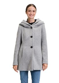 AMBER & JUNE AMBER & JUNE Damen Kurzjacke "Amber & June Kurzmantel mit Kapuze", grau, feminin, Gr. 40, Bouclu00e9, Obermaterial: 70% Polyester, 30% Schurwolle.