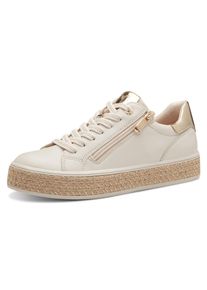 Marco Tozzi Damen Plateausneaker, Gr. 37, beige, Lederimitat, metallic, sportlich, Schuhe, Freizeitschuh, Halbschuh, Schnürschuh mit
