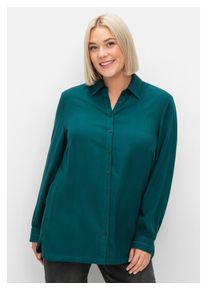 sheego Damen Hemdbluse "Große Größen", blau, klassisch, Gr. 54, unifarben, Obermaterial: 100% Viskose, Blusen, aus weich fließendem Viskose-Twill