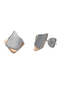 Celesta Damen Paar Ohrstecker "Silber 925 zweifarbig satiniert und glänzend", ONE-SIZE, Silber 925 (Sterlingsilber), silber, Silber 925