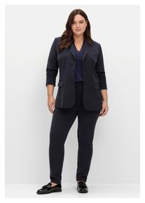 sheego Damen Stoffhose "Große Größen", blau, klassisch, Gr. 46, unifarben, Obermaterial: 100% Polyester, Hosen, mit Teilgummibund