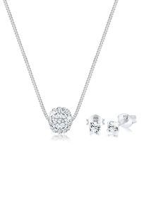 Elli Damen Schmuckset "Glas Kristalle Weiß 925 Sterling Silber", OneSize,mit Stein, silber, Silber 925 (Sterlingsilber), Schmuck-Sets