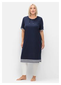 sheego Damen Shirtkleid "Große Größen", blau, casual, Gr. 44, unifarben, Obermaterial: 50% Baumwolle, 50% Modal, Kleider, aus Jersey, mit