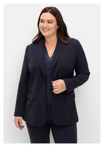 sheego Damen Longblazer "Große Größen", blau, klassisch, Gr. 52, unifarben, Obermaterial: 100% Polyester;Futter: 100% Polyester, Blazer, in