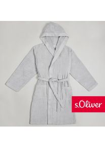 Bademantel s.Oliver, L:108cm in Gr. XS/S, grau, Walkfrottier, Hausmäntel, "s. Oliver Bademantel, ideal für Sauna & Spa, Hotelbademantel", Kapuze mit
