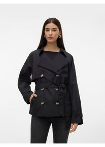 Véro Moda VERO MODA Damen Kurzjacke "VMZOA TRENCHCOAT NOOS", schwarz, modisch, Gr. S, unifarben, Web, Obermaterial: 100% Polyester, Jacken