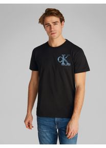 Herren T-Shirt "META MONOGRAM TEE", schwarz, casual, Gr. M, Calvin Klein Jeans, unifarben, Single Jersey, Obermaterial: 100% Baumwolle, Shirts, mit