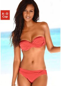Lascana Damen Bügel-Bandeau-Bikini, rot, Gr. 34, glänzend, unifarben, Polyamid, Bikini-Sets, mit verschiedenen Trägervarianten