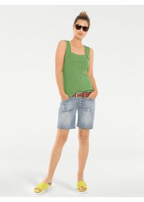 Heine Damen Shirttop, grün, Gr. 46, unifarben, 100% Baumwolle, Tops