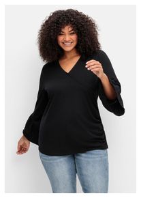 Damen 3/4-Arm-Shirt "Große Größen", schwarz, feminin, Gr. 56, sheego by Joe Browns, unifarben, Obermaterial: 95% Viskose (LENZING ECOVERO), 5%