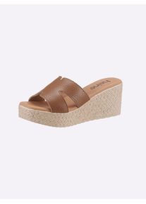 Heine Damen Pantolette, Gr. 37, braun, Leder, Glattleder, modisch, Schuhe