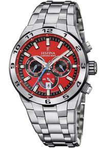 Festina Herren Chronograph "Chrono Bike 2024", silber, Armbanduhren, Armbanduhr, Quarzuhr, Herrenuhr, Stoppfunktion, Edelstahlarmband
