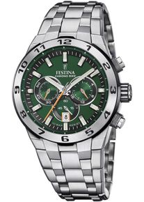 Festina Herren Chronograph "Chrono Bike 2024", silber, Armbanduhren, Armbanduhr, Quarzuhr, Herrenuhr, Stoppfunktion, Edelstahlarmband