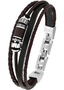 s.Oliver Herren Lederarmband "2038871", Edelstahl-Leder, bunt, Edelstahl, Leder, Armbänder