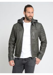 Maze Herren Bikerjacke "42021310", grau, Gr. L, Obermaterial: 100% Lammleder / Futter: 100% Baumwolle / Ärmelfutter: 100% Polyester / Kapuze: 52%