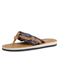 Tamaris Damen Zehentrenner "AVRIL", Gr. 40, blau, Textil, Lederimitat, sportlich, Schuhe, Sommerschuh, Flats, Schlappen mit T-Logoanhänger